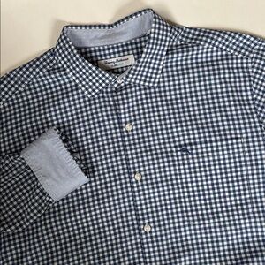 Tommy Bahama Flip Cuff Island Zone Blue White Gingham Check Shirt Mens Large
